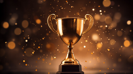 Golden Trophy Cup with Sparkling Background
