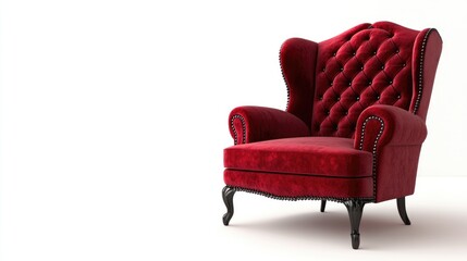 Elegant Red Upholstered Wingback Chair in Modern Setting
