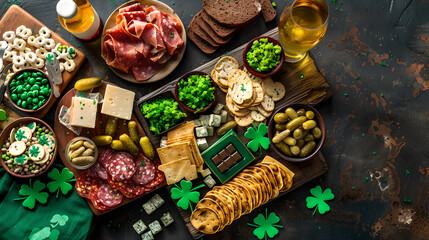 Fototapeta premium St. Patrick's Day themed charcuterie board, food photography