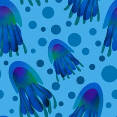 Summer animals seamless jellyfish pattern for wrapping paper and kids