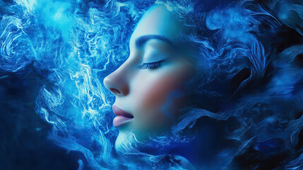 An Enchanting Water Woman Gracefully Gliding Amidst the Ethereal Waves of the Ocean