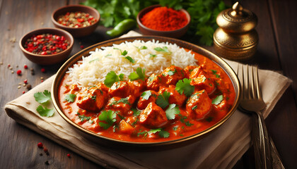 Chicken tikka masala with curry