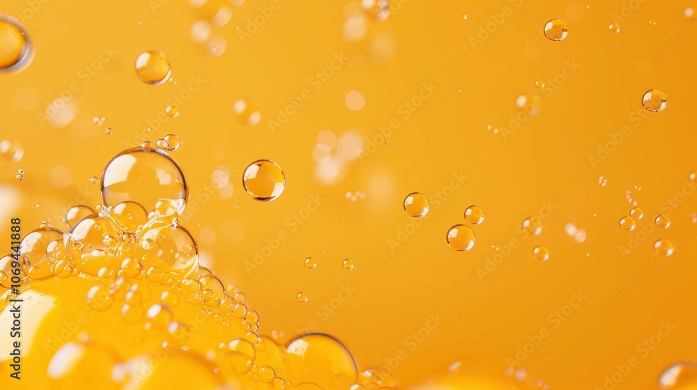 Poster vibrant orange bubbles dance in fluid motion, creating a dynamic visual that mesmerizes with its sof