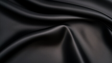 Fototapeta premium Holiday luxurious black fabric background with premium wave cloth for a Christmas or Black Friday background, with a dynamic and flowing feel