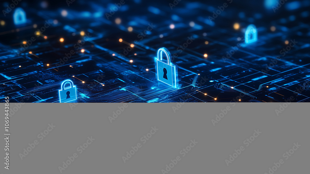 Poster The concept of Endpoint Security in the field of cyber security, A detailed, blue micro scheme or circuit diagram, symbolizes the intricate network of connections in a digital system