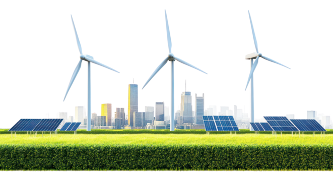 PNG 3 wind turbines panels grass solar.