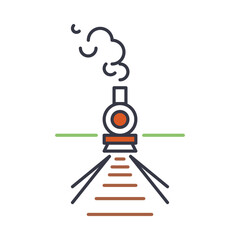 steam locomotive - line icon