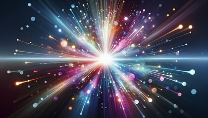 Naklejka premium Radiant hues explode from a central point, symbolizing creation and innovation.