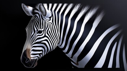 Naklejka premium Soft pastel zebra stripes on a jet-black canvas, creating a striking contrast with a vivid yet gentle aesthetic. Pastel zebra stripes, Bold artistic design