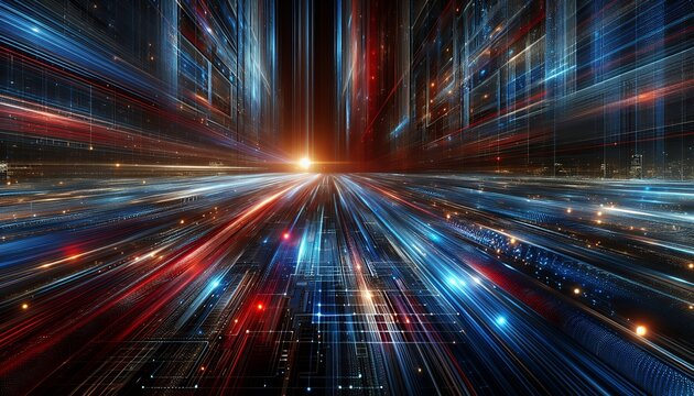 Embark on a visual journey through a hyper-connected universe, where information flows like a cosmic river.
