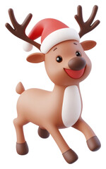 Obraz premium PNG Happy Chubby reindeer walking illustration animal santa.