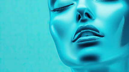 Stylized Blue Mannequin Set Against a Vibrant and Colorful Background for Artistic Appeal