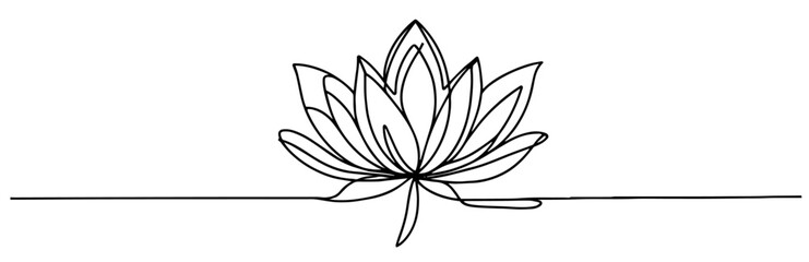 single lotus flower line art with delicate outline