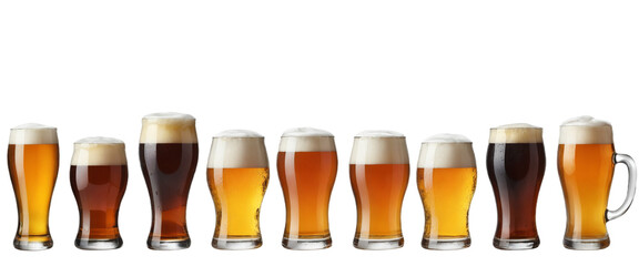 various beers isolated on transparent background