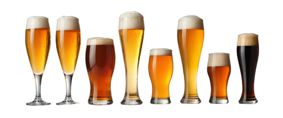 various beers isolated on transparent background