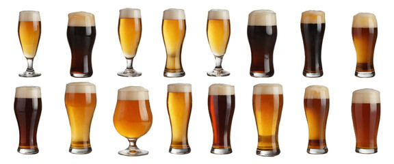 various beers isolated on transparent background