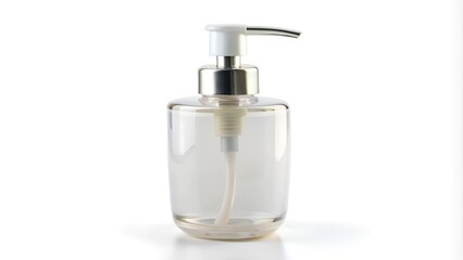 Simple plastic soap dispenser with a pump on a white background.