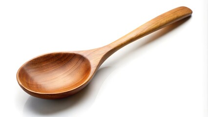 Classic wooden spoon with a smooth handle on a white background.