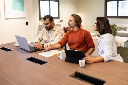 Collaborative teamwork in a modern, stylish coworking space