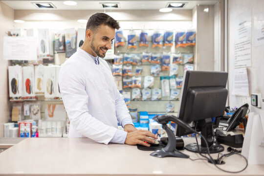 Orthopedic Supply Store Clerk Assisting Customers