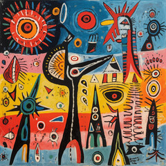 Children's colorful abstract oil painting