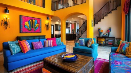 Vibrant Mexican Living Room