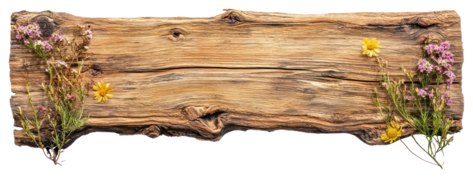 PNG Pine wooden plank flowers natural texture.