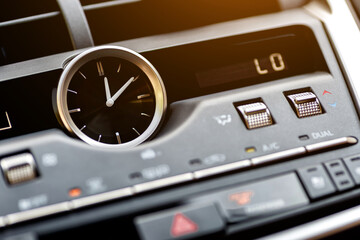 Dashboard, inner workings of a car.Modern car interior details. Car detailing.