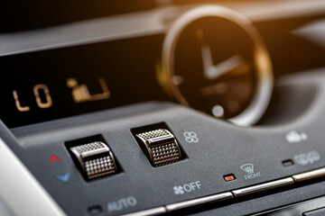 Dashboard, inner workings of a car.Modern car interior details. Car detailing.