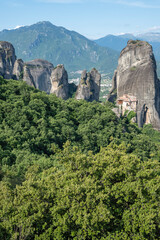 Panorama of Meteora Monasteries, Thessaly, Greece
