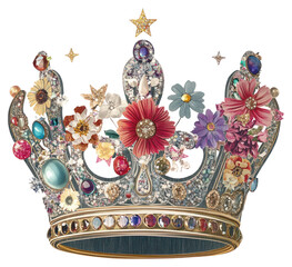 Naklejka premium PNG Flower Collage Epiphany crown illustration elements flower.