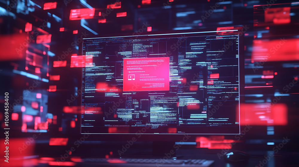 Poster file sharing concept, Data transfer, ftp file receiver and backup on the monitor screen