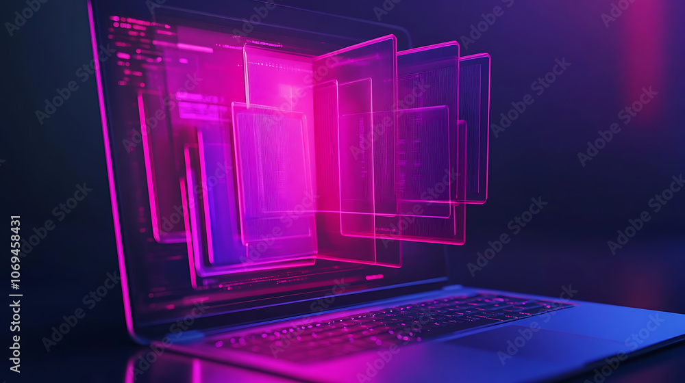 Aufkleber file sharing concept, Data transfer, ftp file receiver and backup on the monitor screen