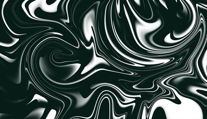 black and white with a soft green wave background