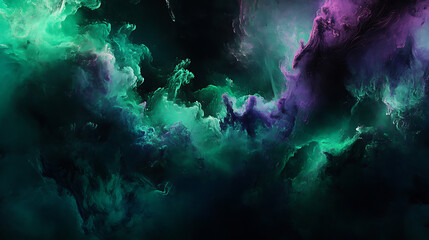green and purple smoke on a dark black wallpaper