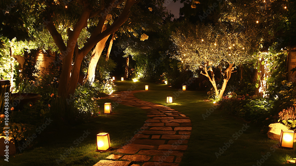 Poster lighting up the garden at dusk to turn it into an evening event