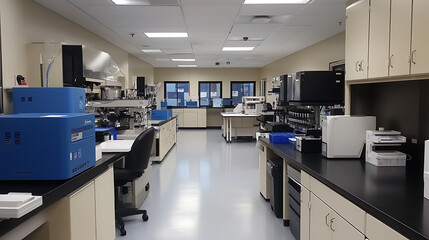 a clean laboratory lab with many lab equipment and high tech equipment