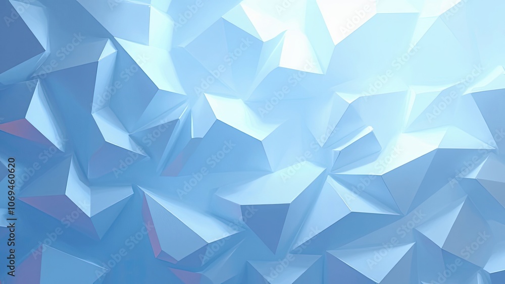 Poster textured blue geometric abstract pattern with facets and light reflections creating a contemporary f
