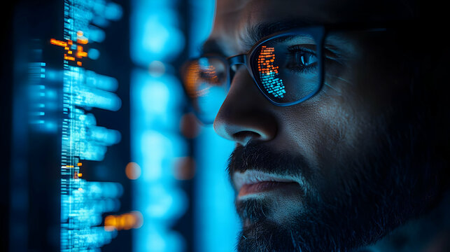 Closeup of Programmer Looking at Code - Realistic Image