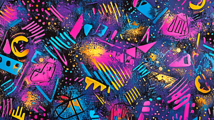 Obraz premium Abstract pattern with neon and metallic tones.