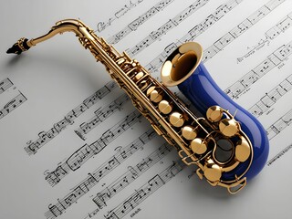 Obraz premium wallpaper with a saxophone, representing an artistic and poetic motif that represents the field of music in an abstract style.