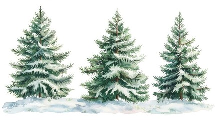 Christmas festival concept, snowy countryside landscape. Mysterious pine tree or fir tree for Christmas design in winter