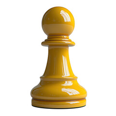 Yellow Pawn chess piece on transparent backgroung, png file, no background