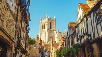 Fototapeta premium The majestic York Minster Cathedral surrounded by historic buildings