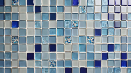 blue tiles background, bathroom mosaic tiles design