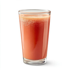 A glass of fresh watermelon juice, isolated on a white background, emphasizing a refreshing summer drink