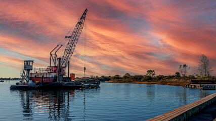 Maritime crane in the harbor