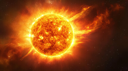 Obraz premium Solar Serenity: The Sun Viewed from a Spaceship, Illuminating the Vast Darkness with Its Warm Light