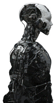 PNG Portrait robot futuristic intelligence technology.