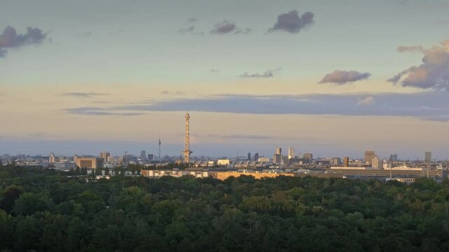 Berlin Messe Nord and Funkturm: Sunset Over Grunewald on a Warm Summer Day 